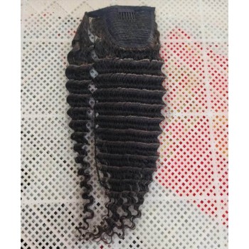 Deep Curly Wrap Ponytail Human Hair Extensions
