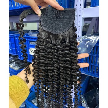 Magic Kinky Curly Ponytail Human Hair Extensions 10-26 Inches