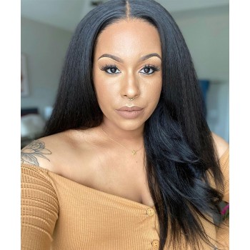 Light Yaki Transparent Lace 370 Lace Frontal Wig Pre Plucked With Baby Hair