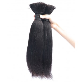 Light Yaki Straight Bulk Braiding Hair No Attachment 8-30 Inches