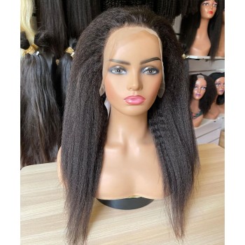 13X4 Lace Front Human Hair Wigs Pre Plucked Kinky Straight