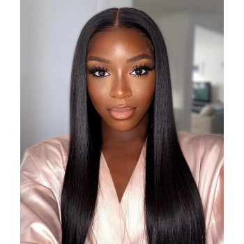 Yaki Straight 4X4 Lace Closure Wigs With Baby Hair