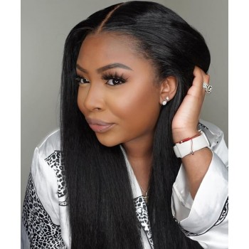 Light Yaki T Part Human Hair Wigs 150% Density 13x4 Lace Front T Part Wigs