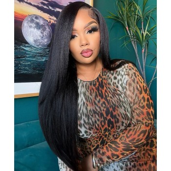 Light Yaki 370 Lace Frontal Wig Pre Plucked With Baby Hair