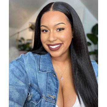 Light Yaki Straight U Part Human Hair Wigs For Black Women