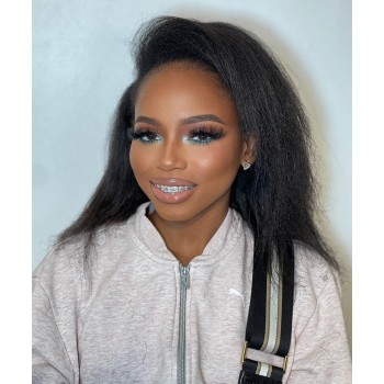 Light Yaki Full Lace Human Hair Wigs 180% Density Pre Plucked 8-30 Inches