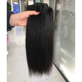 Light Yaki Straight Clip in Human Hair Extensions 120g/7pcs/Set
