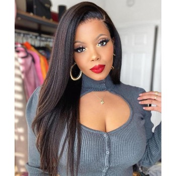 Light Yaki 13x6 HD Lace Frontal Wigs 200% Density HD Lace Human Hair