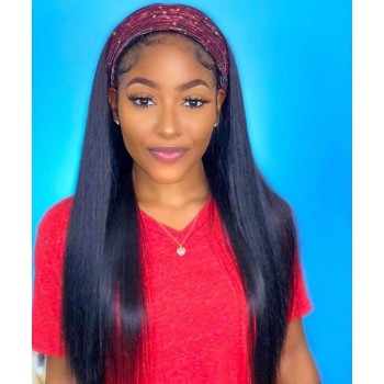Yaki Straight Headband Wigs For Black Women 150% Density