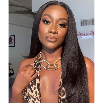 Yaki Straight Lace Front Human Hair Wigs 300% Density