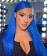 Blue Colored Straight Human Hair Wigs For Black Women