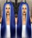 Highlight Blue Straight Transparent Lace Wig Pre Plucked